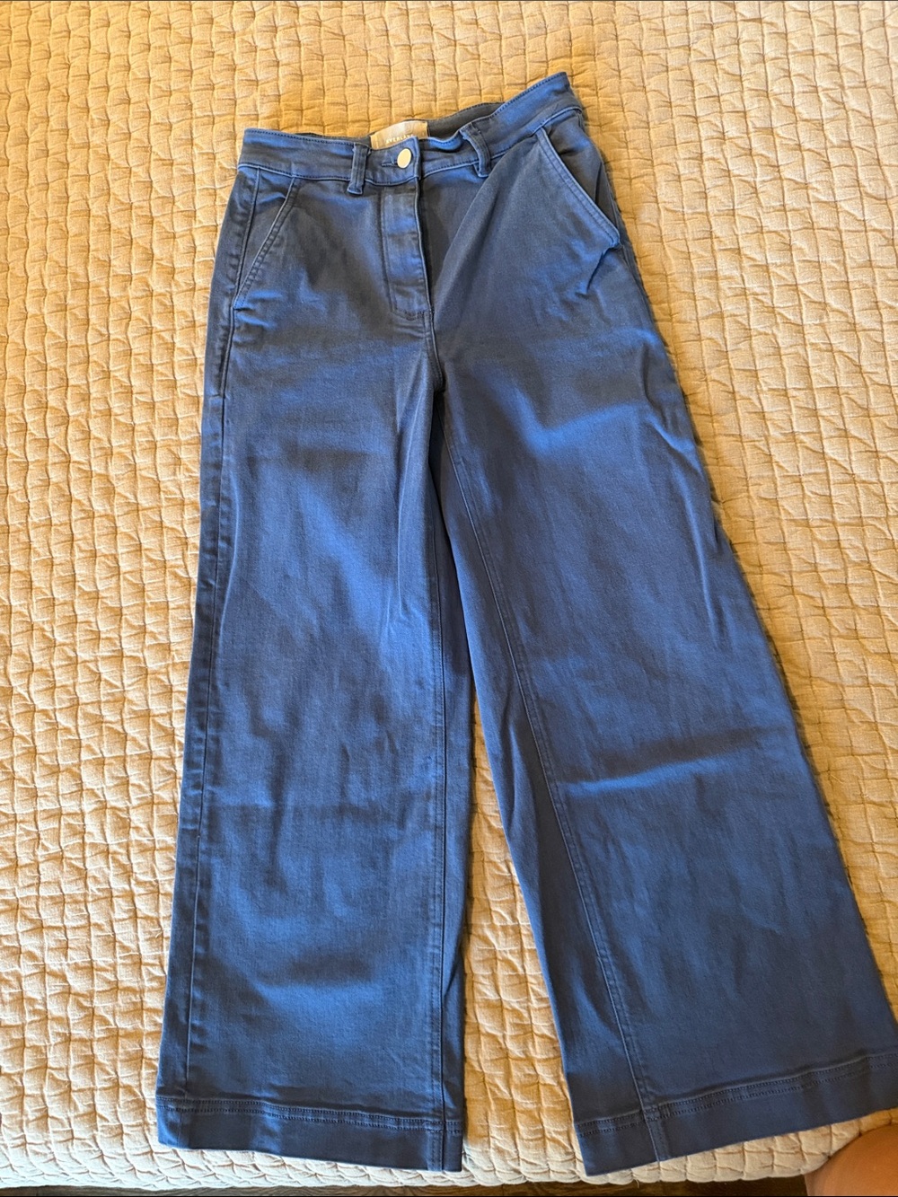 Everlane Blue High Rise Wide Leg Pants Size 2 Stretch Cotton